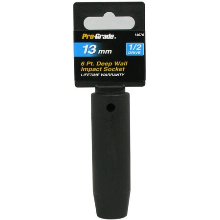 Pro-Grade Tools 1/2" Dr. Impact Socket, Deep, 13Mm 14670